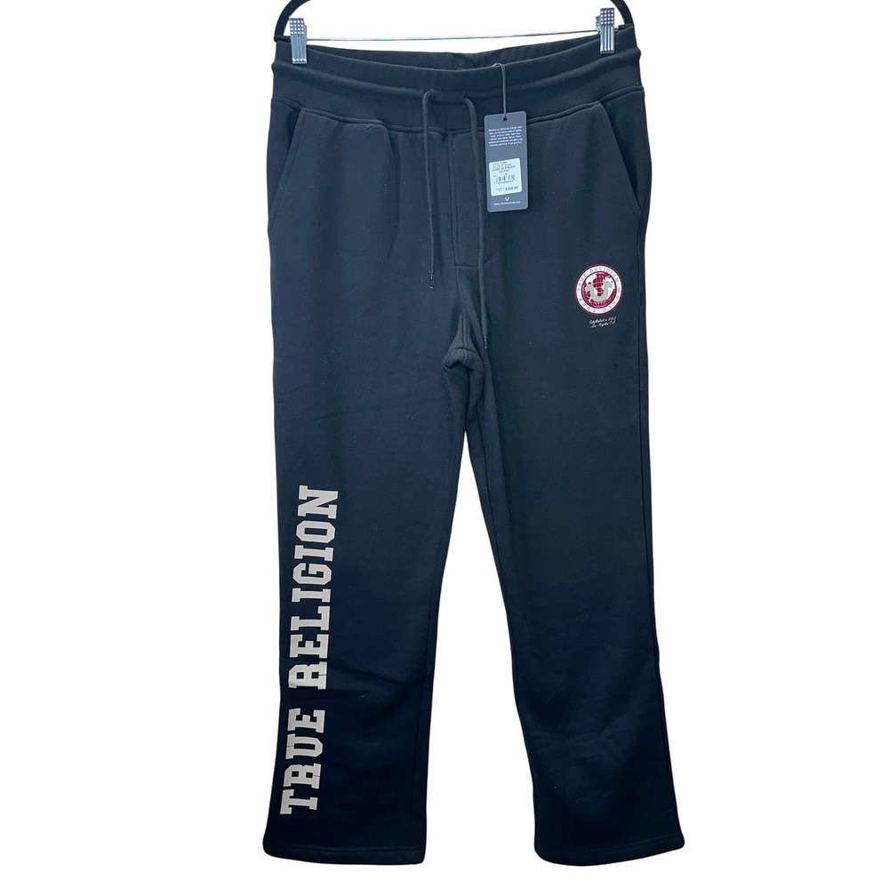 True Religion Global HS Straight Leg Sweatpants Jet Black 700630 NWT Medium